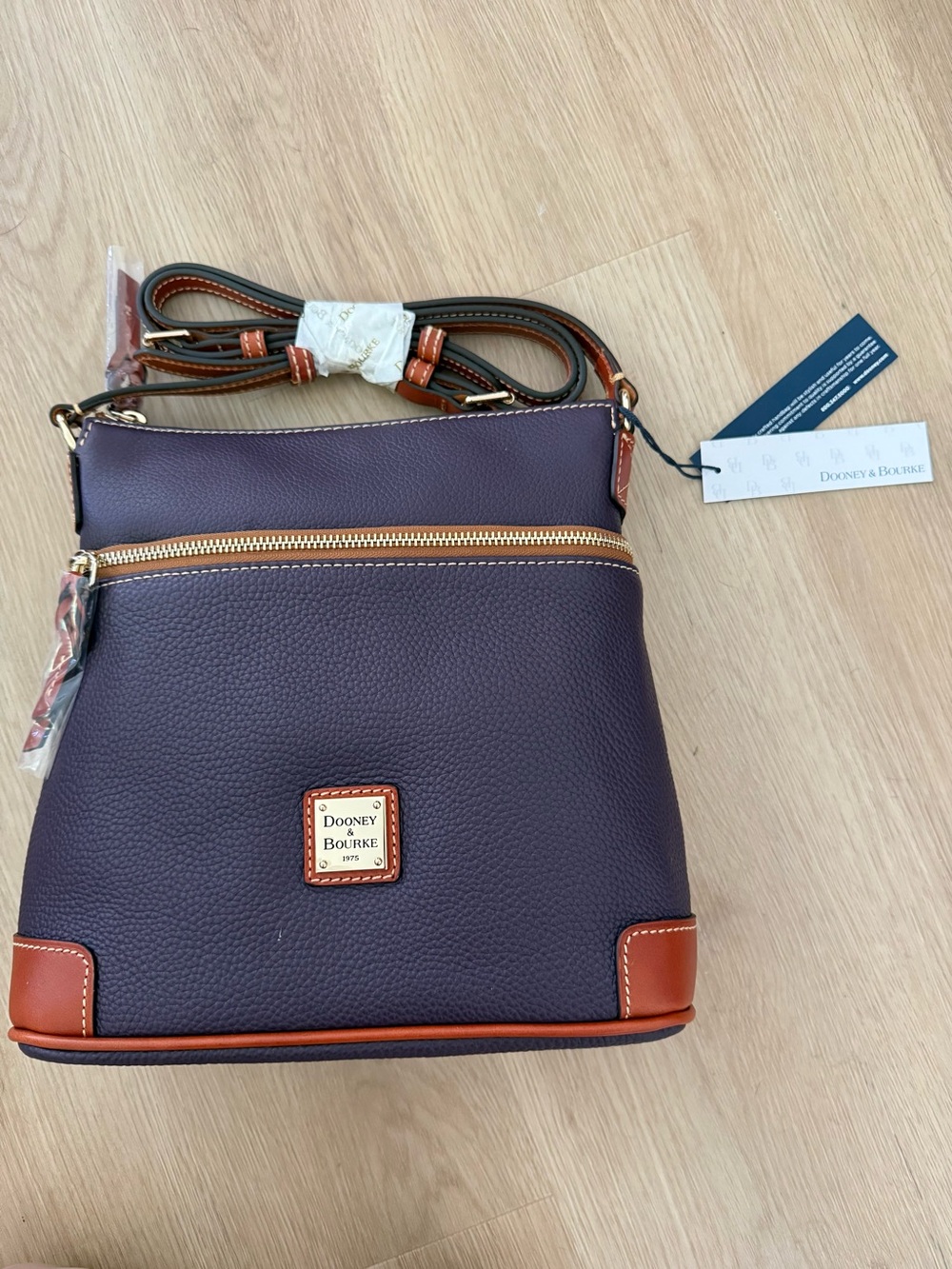 Dooney & Bourke Plum Wine Pebble Grain Leather Crossbody new with tags